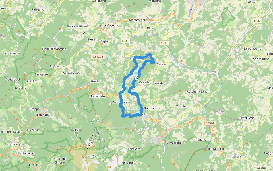 Sentiero dei Partigiani - Anello lungo walking route map in Sestola