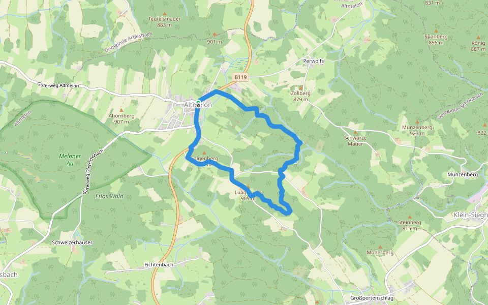 Luaga-Lucka-Weg walking route map in Altmelon