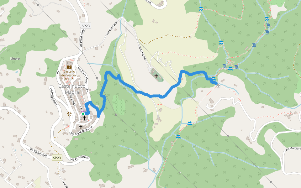 Sentiero 309 walking route map in Castelnuovo Magra