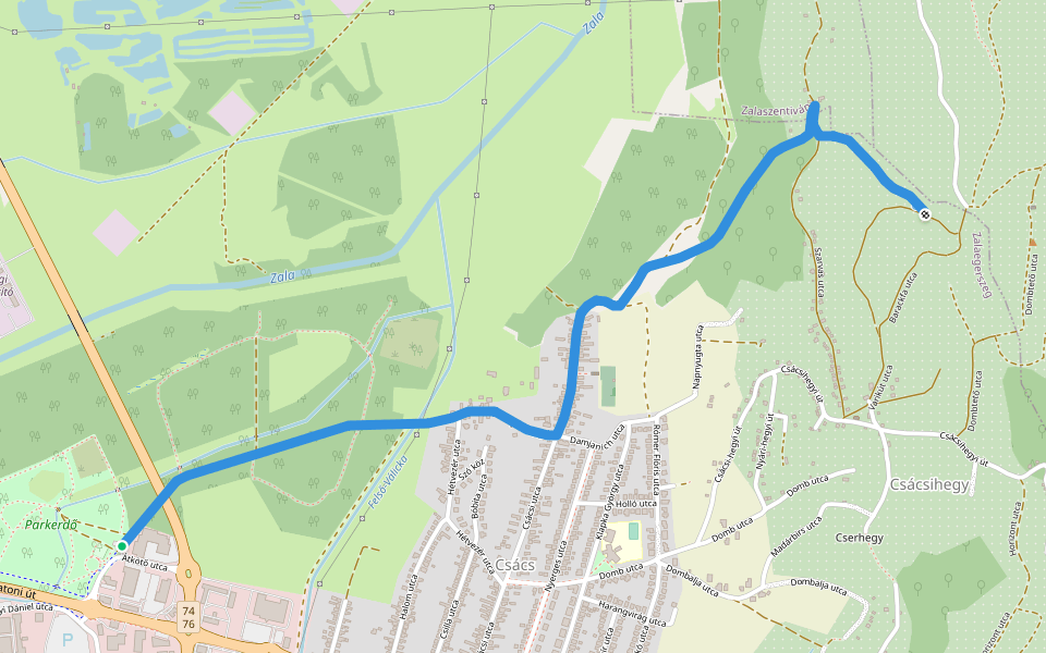 P● (Vari-kút) walking route map in Zalaegerszeg