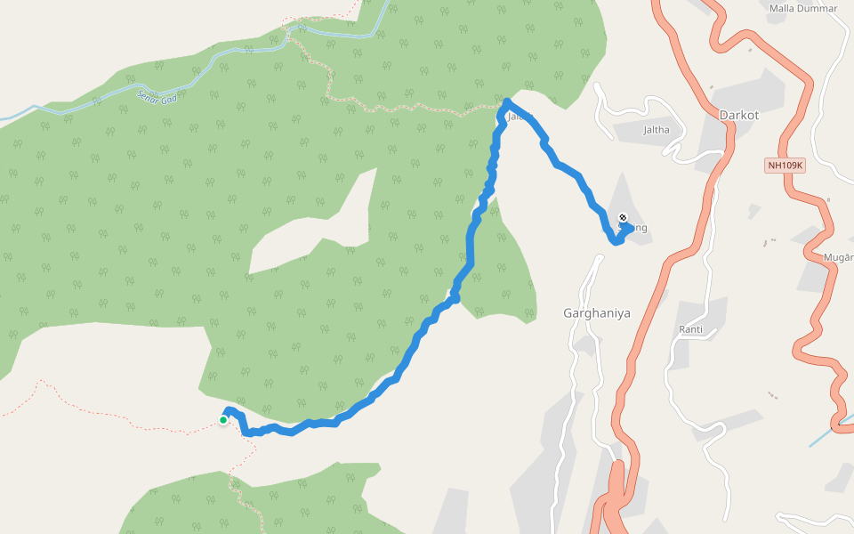 Martouli Thoura to Suring walking route map in Munsyari