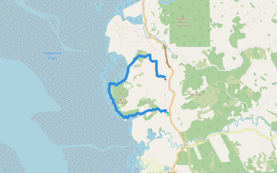 Mataia Day 1 Track walking route map in Glorit