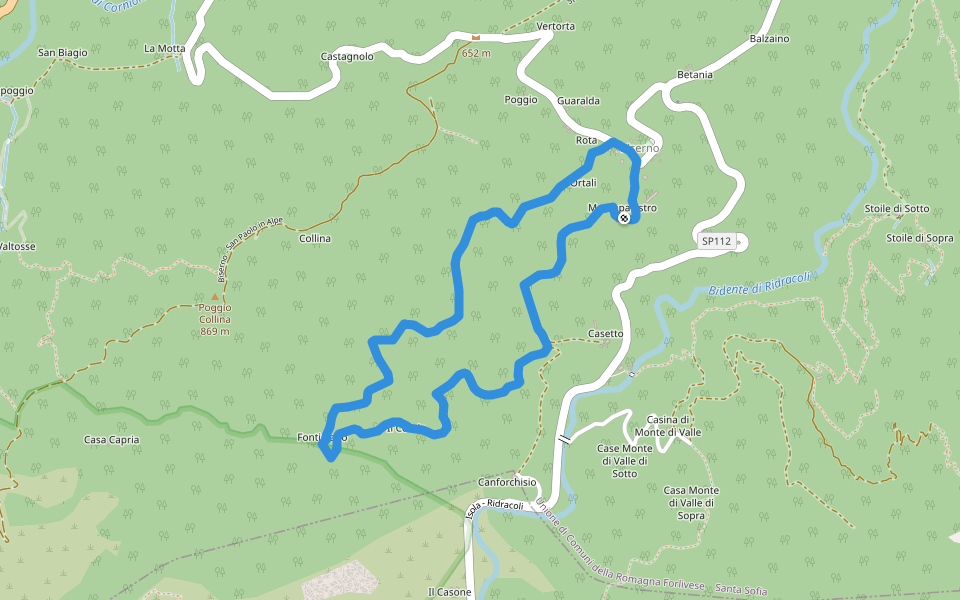 Anello di Biserno walking route map in Biserno