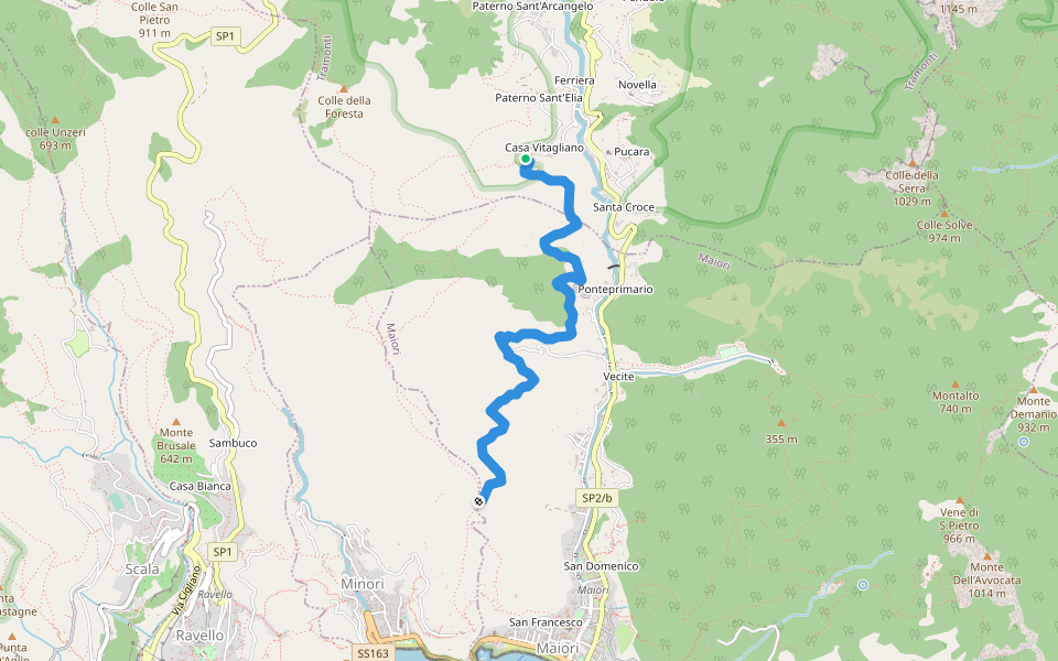 Sentiero delle Formichelle walking route map in Casa Vitagliano