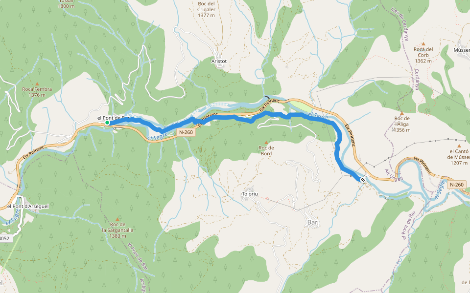 Del Pont de Bar Nou als Arenys walking route map in El Pont de Bar