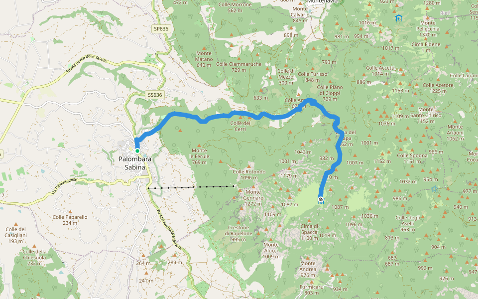 Palombara S.-Pratone walking route map in Palombara Sabina