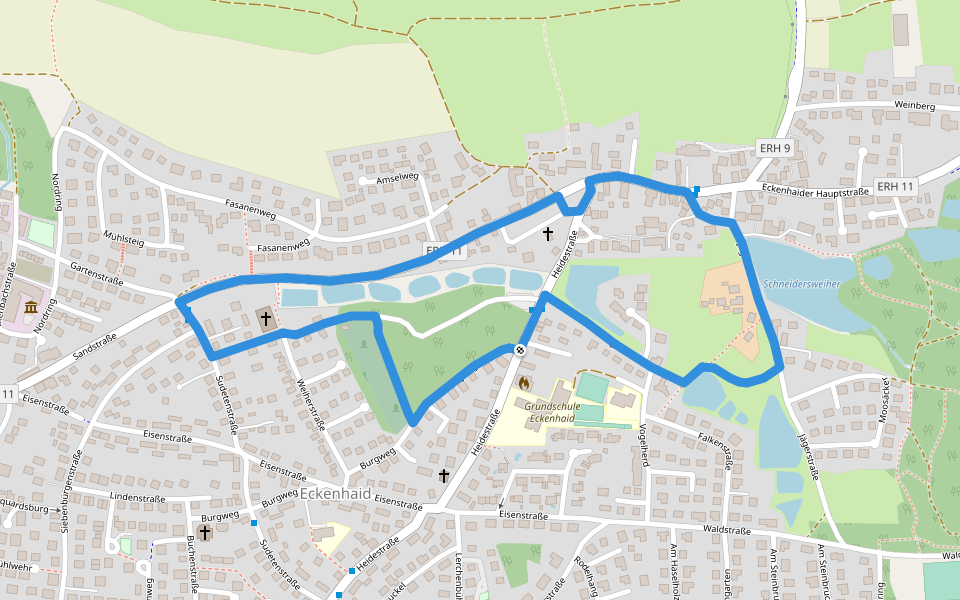 Rund um die Eckenhaider Weiher und zum Eckenhaider Schloss walking route map in Eckental