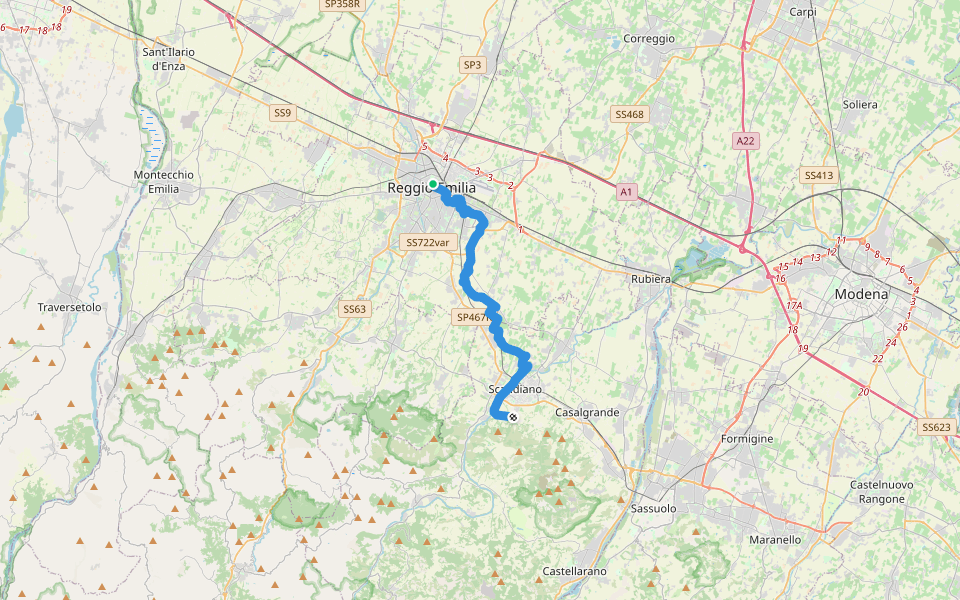 Sentiero Lazzaro Spallanzani - Tappa 1 walking route map in Reggio Emilia