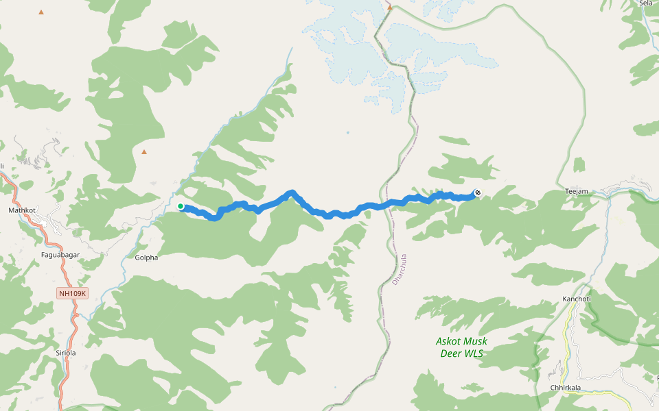 Bona to Sungdom walking route map in Tomik