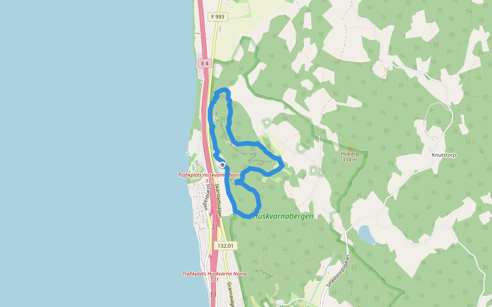 Brunstorpsleden walking route map in Huskvarna