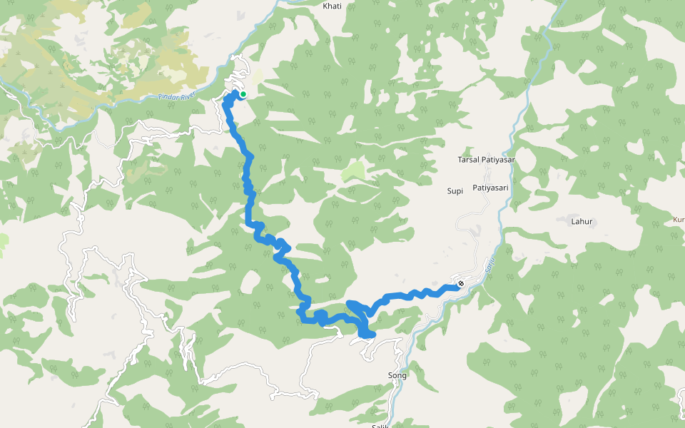 Rikhari to Kharkiya walking route map in Wachham
