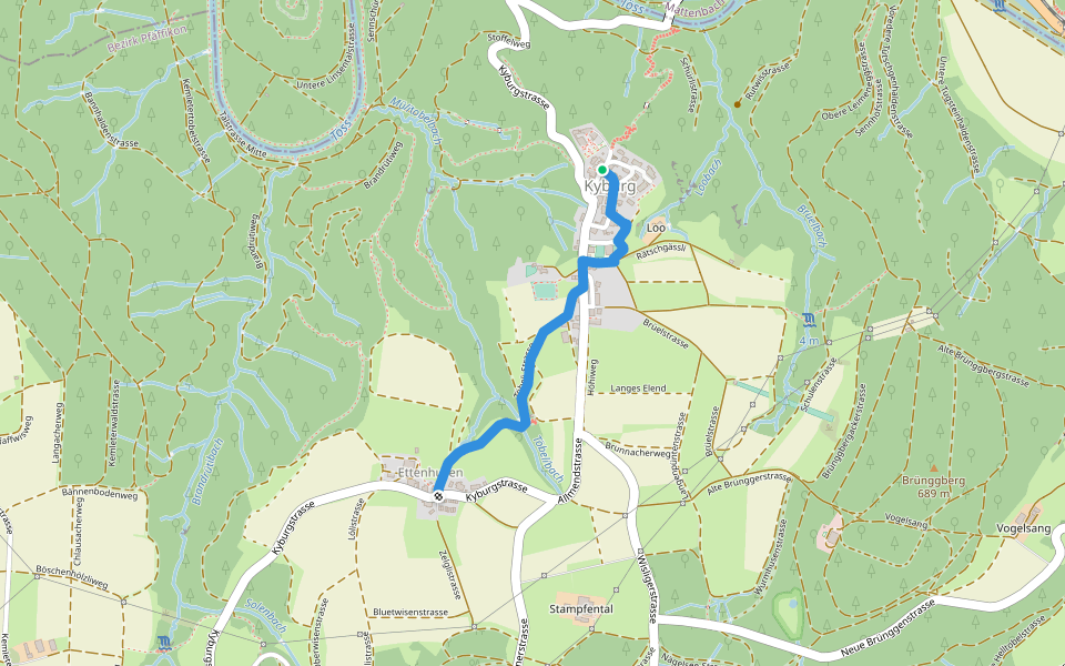 Kyburg - Ettenhusen walking route map in Illnau-Effretikon