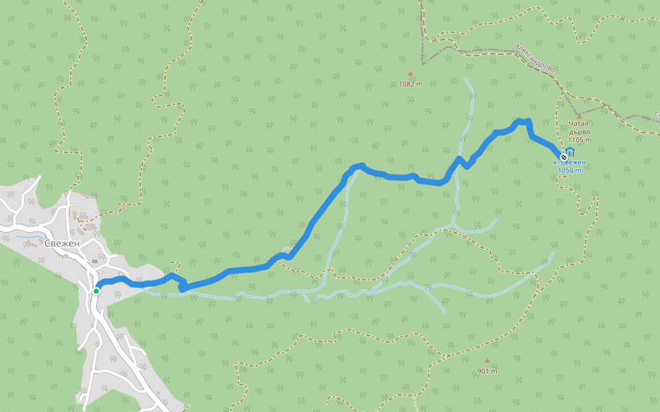 с. Свежен - х. Свежен walking route map in Svezhen