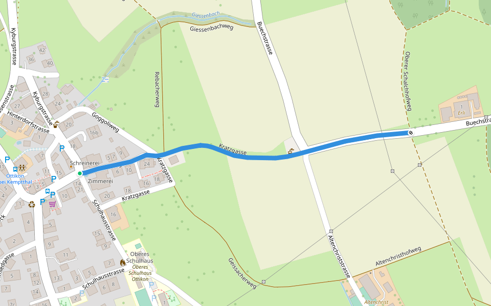 Ottikon - Erli walking route map in Illnau-Effretikon