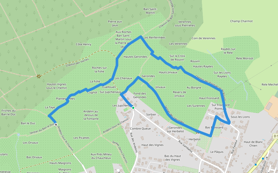Circuit des vergers de la côte : circuit principal walking route map in Pagny-sur-Moselle
