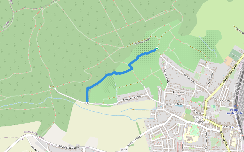 Sentier des Art-bres walking route map in Pagny-sur-Moselle