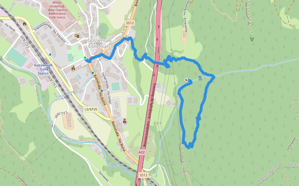 Wasserfallweg walking route map in Colle Isarco