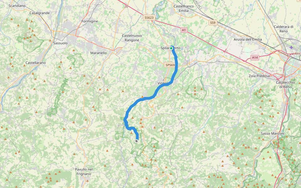 Via Romea Nonantolana e Via della Sambuca: Tappa 2 walking route map in Spilamberto