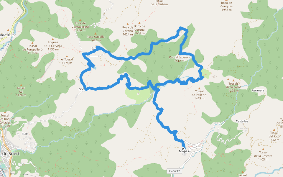 Els Barons d'Erill walking route map in Malpàs