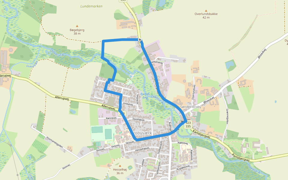 Åstien Main walking route map in Broby
