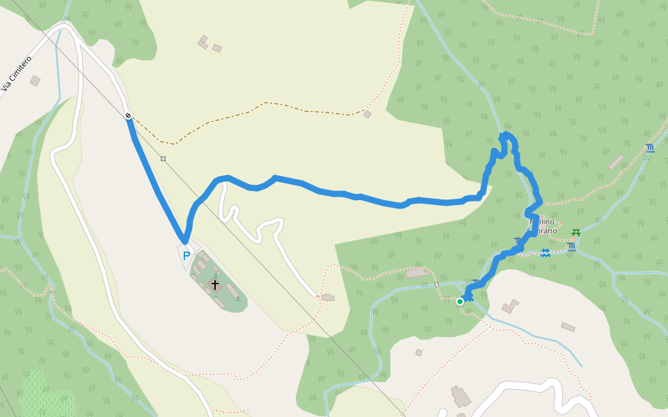 Da Sentiero 305 a Mulino Soprano e 309 walking route map in Castelnuovo Magra