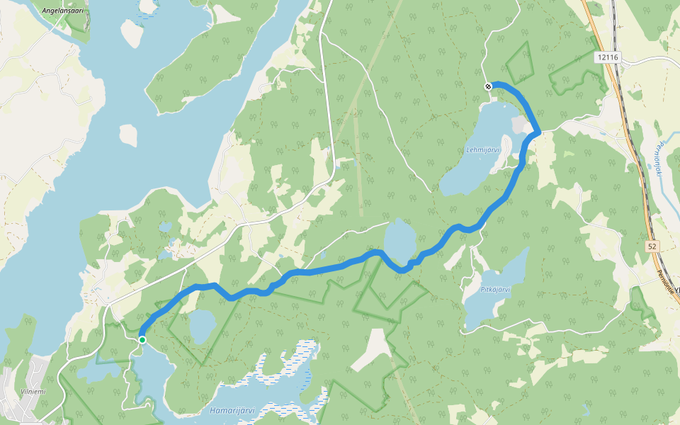 Retkeilyreitti Salo–Lehmijärvi–Teijon kansallispuisto walking route map in Kirjakkala