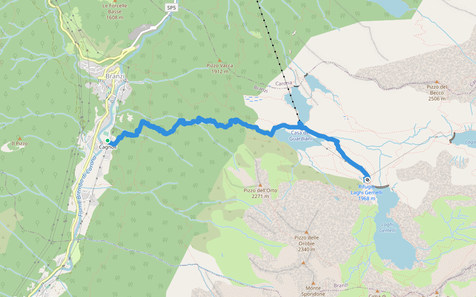 Sentiero Partigiano Ercole Pedretti walking route map in Branzi