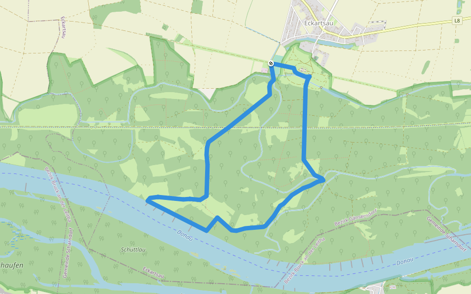 Große Donaurunde walking route map in Eckartsau