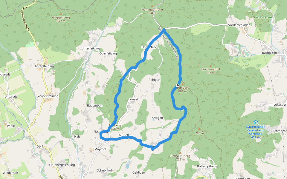 Hofberg-Göblberg Wanderweg walking route map in Frankenburg