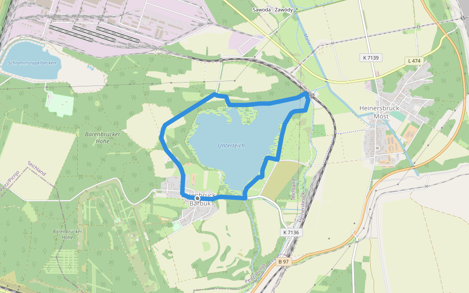 Rundwanderweg Unterteich. walking route map in Teichland