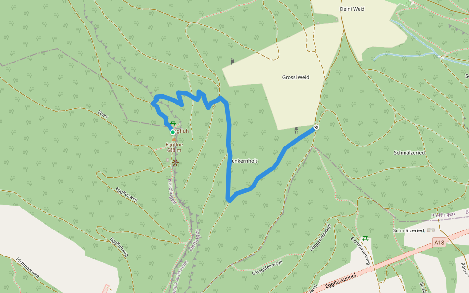 Eggflue - Grossi Weid walking route map in Nenzlingen