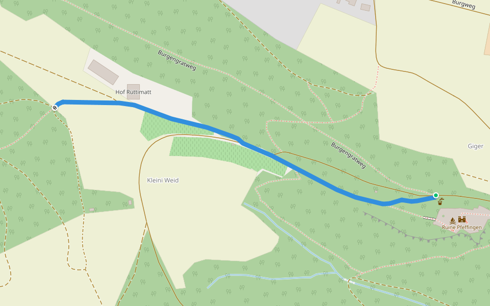 Ruine Pfeffingen - Bergmatten walking route map in Pfeffingen