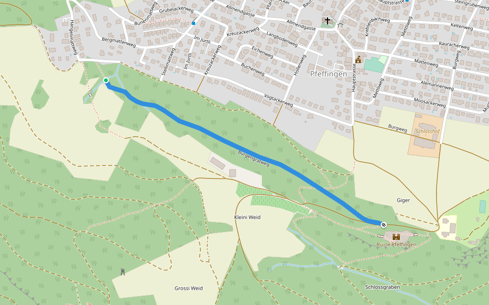 Ruine Pfeffingen - Untere Chlus walking route map in Pfeffingen