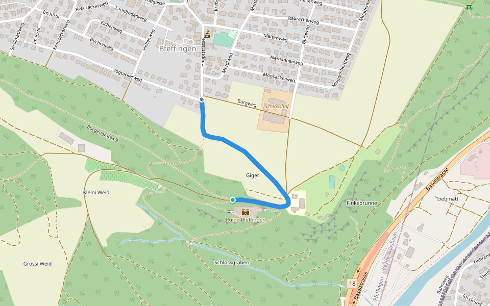 Ruine Pfeffingen - Pfeffingen walking route map in Pfeffingen