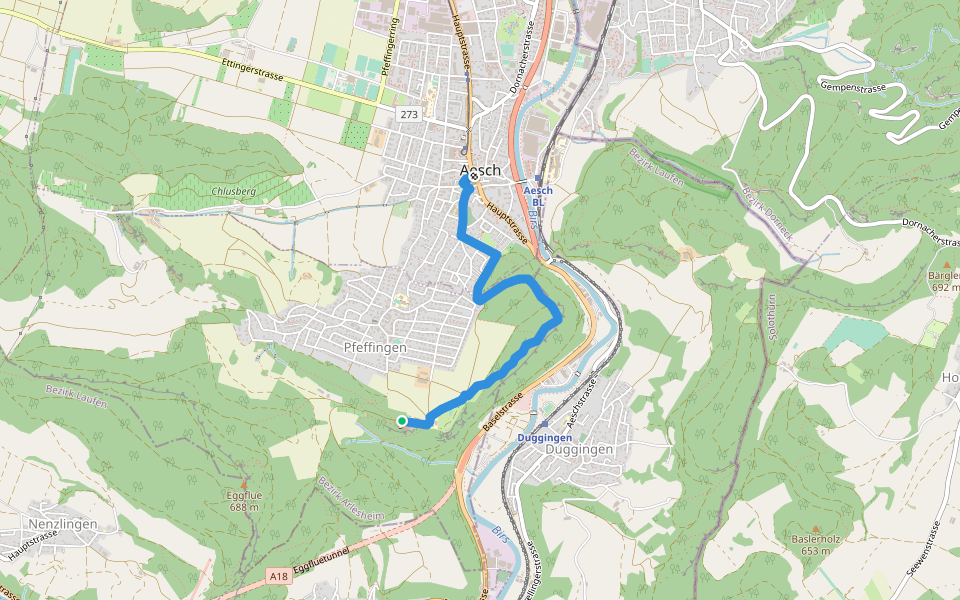 Ruine Pfeffingen - Aesch walking route map in Pfeffingen