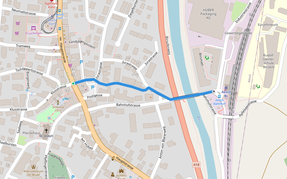Aesch - Aesch walking route map in Aesch