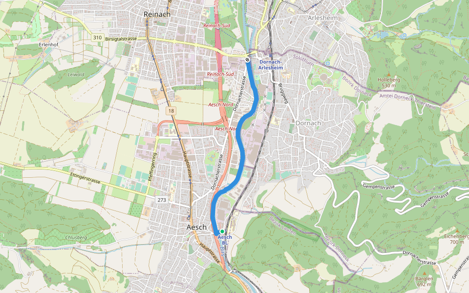 Aesch - Dornachbrugg? - fixme walking route map in Aesch