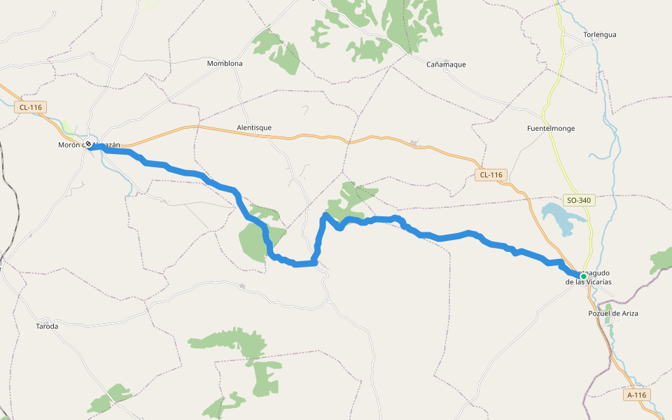 GR-86 Sendero Ibérico Soriano (Ramal de Almazán: Monteagudo de las Vicarías-Morón) walking route map in Monteagudo de las Vicarías
