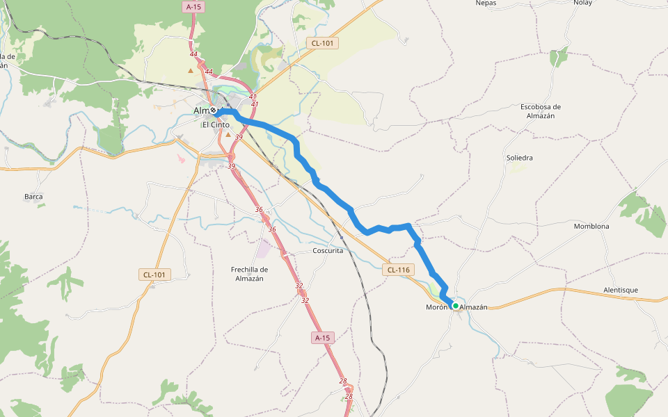 GR-86 Sendero Ibérico Soriano (Ramal de Almazán: Morón-Almazán) walking route map in Morón de Almazán