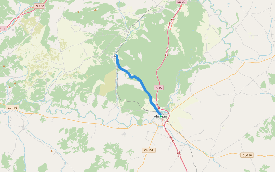 GR-86 Sendero Ibérico Soriano (Ramal de Almazán: Almazán-Tardelcuende) walking route map in Almazán