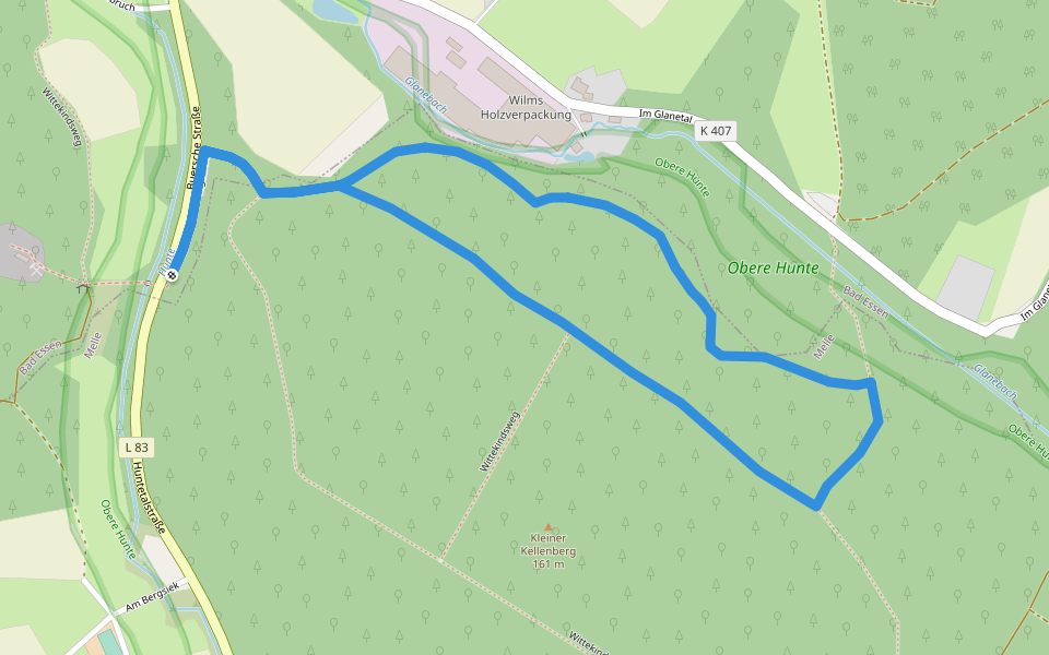 Rundweg Kleiner Kellenberg, Nordrand (9) walking route map in Bad Essen