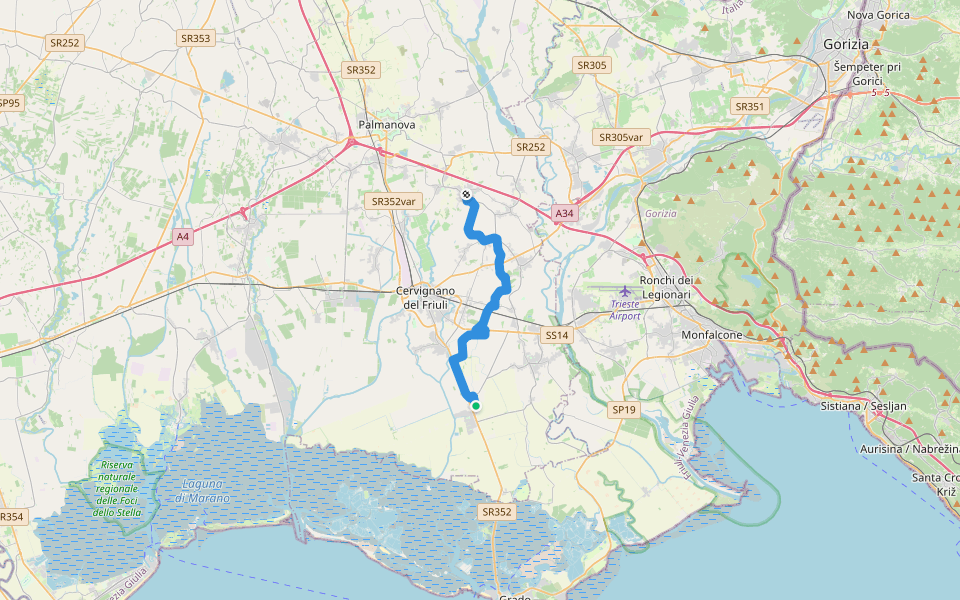 Cammino Celeste Italia - 1 Aquileia - Aiello walking route map in Aquileia