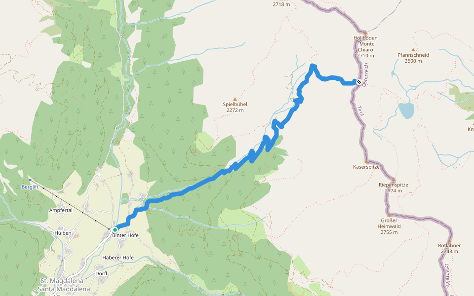 Über die Jöcher walking route map in Binter