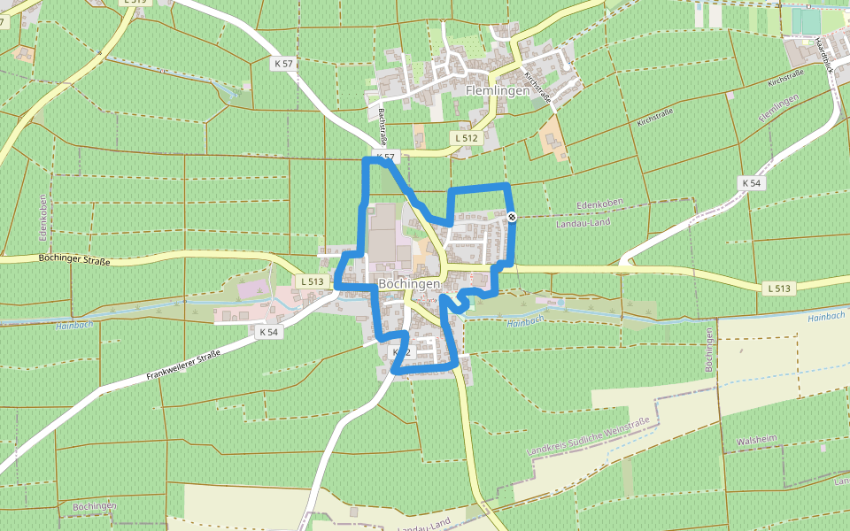 Feierabendweg Böchingen walking route map in Böchingen