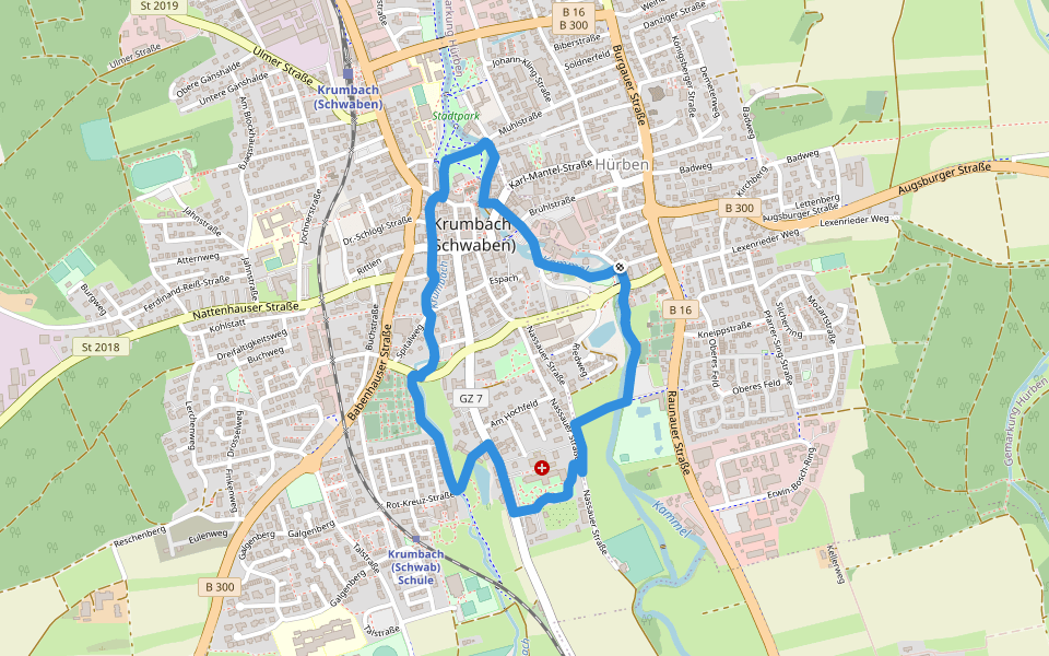 Kneipp-Rundweg walking route map in Krumbach (Schwaben)