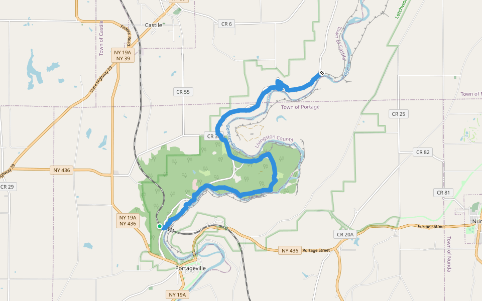 Gorge Trail walking route map in Portageville