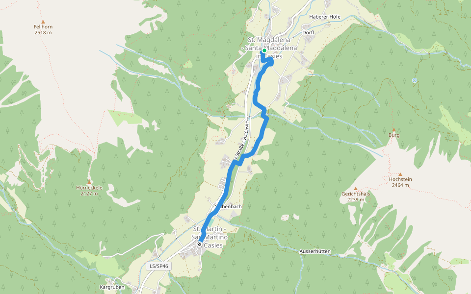 Besinnungsweg walking route map in Santa Maddalena