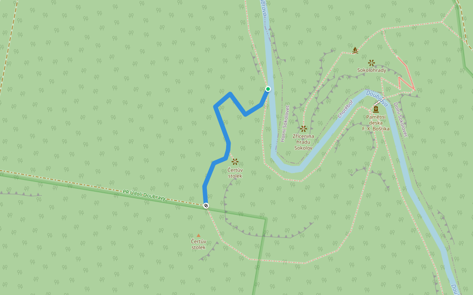 [M] Pod čertovým stolkem - Nad čertovým stolkem walking route map in Chotebor