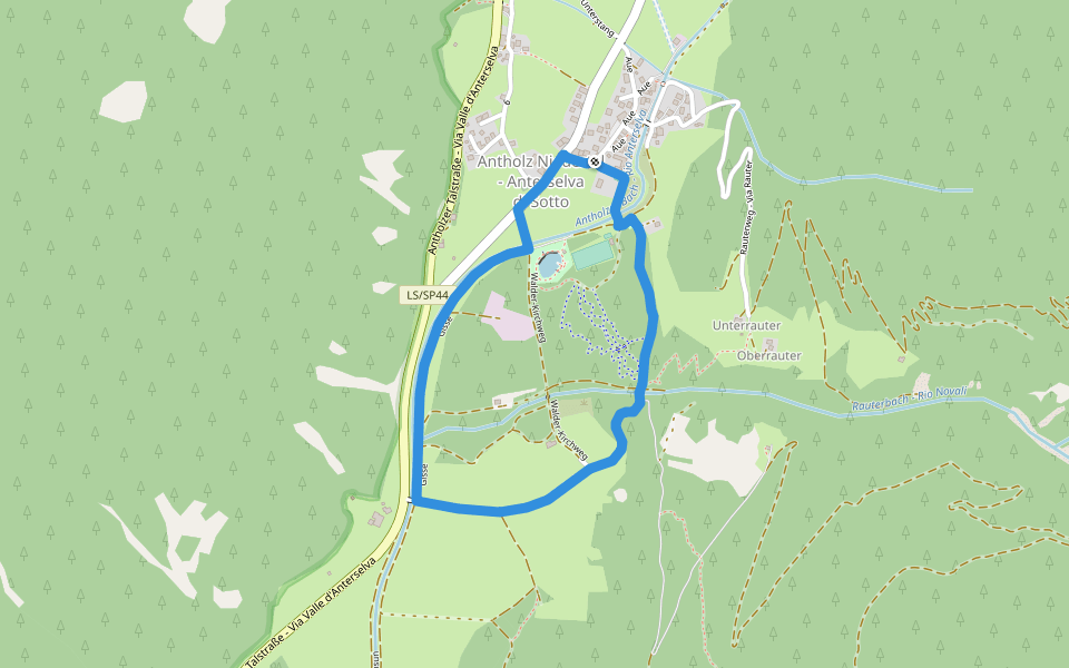 Dorfrundweg Niedertal walking route map in Anterselva di Sotto