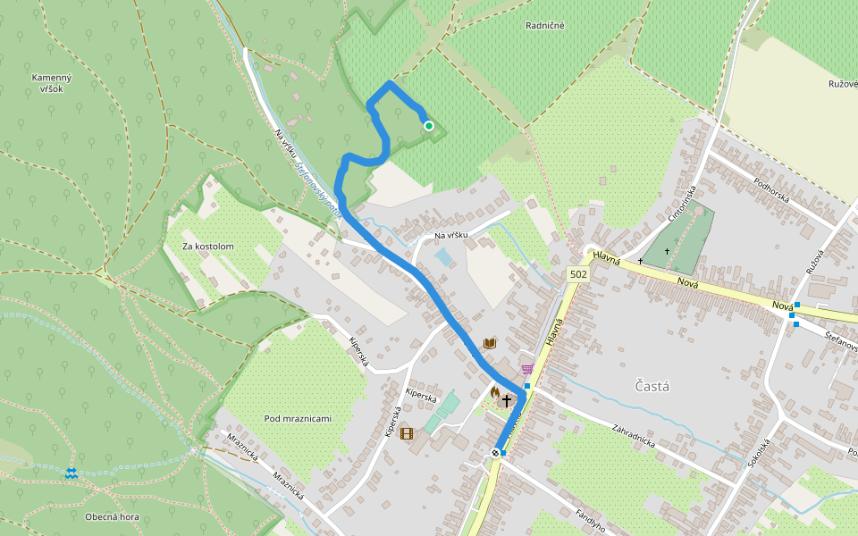 Najväčší strom gaštana jedlého na Slovensku walking route map in Častá